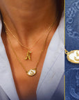 Gold & Enamel Necklace with Georgian Initials - Oval Frame