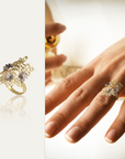 Gold Ring with Diamonds 'Flowers'