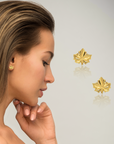Gold stud earrings 'Autumn Leaves'