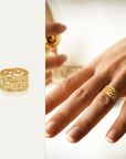 Gold Ring with Diamonds 'Flames'