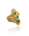 marilisi handcrafted artisan gold unique emerald diamond signature statement ring fine jewelry luxury side view bottom