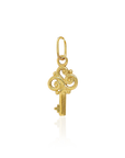 Gold key-shaped pendant on a white background