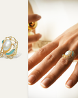 Topaz and Pearl Ring