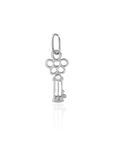 White gold key shaped pendant on a white background