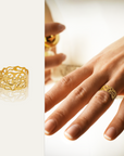 Gold Ring with Diamonds 'Waves'