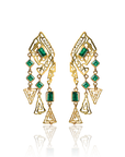 marilisi handcrafted artisan gold emerald ornamental earrings fine jewelry luxury front 