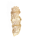Marilisi artisan fine jewelry Yellow Gold armor ring depicting atztec ruler and lion above