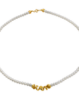 Marilisi artisan fine jewelry White Pearl Yellow Necklace with floral design Mille Fleurs Front 