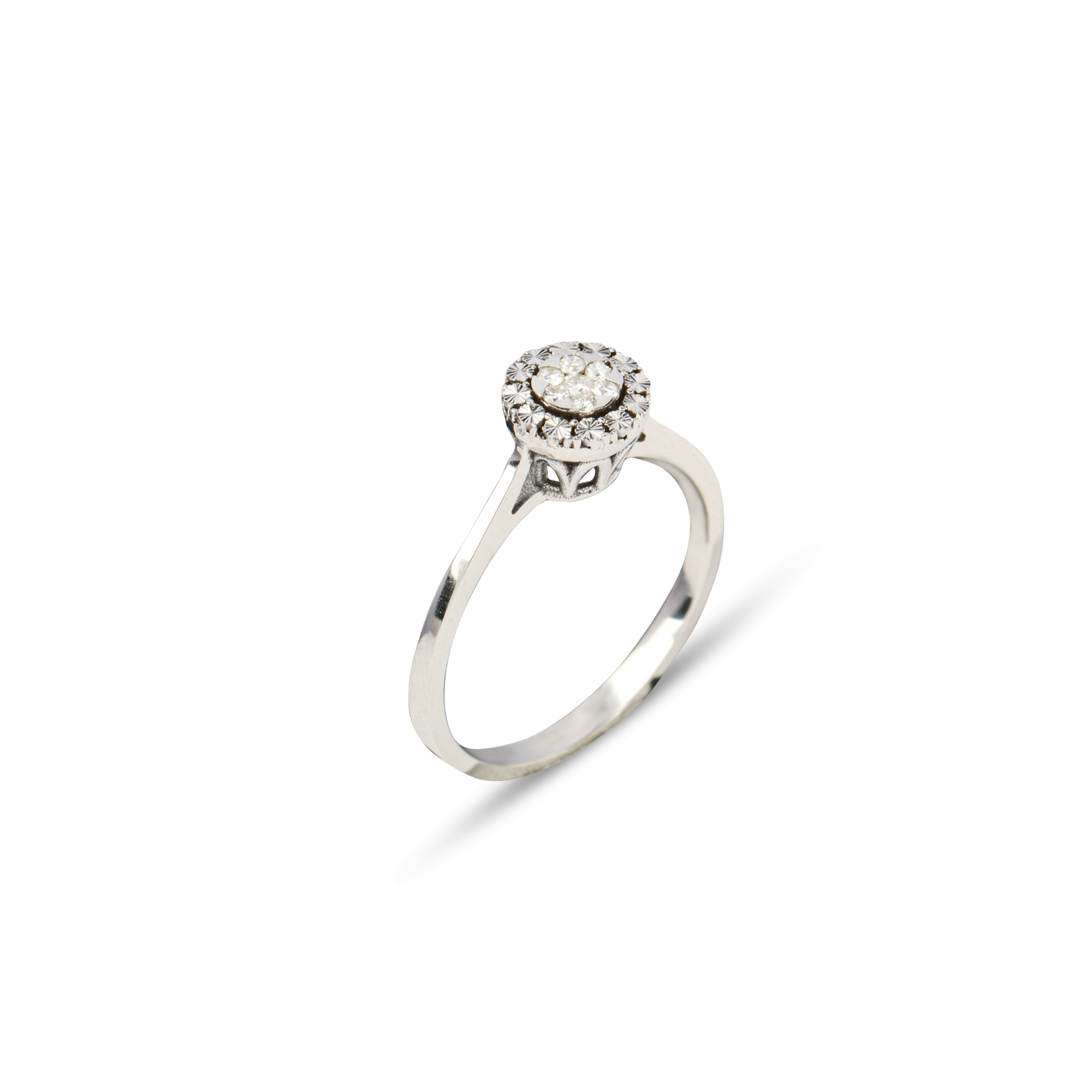 engagement ring in white gold with diamonds