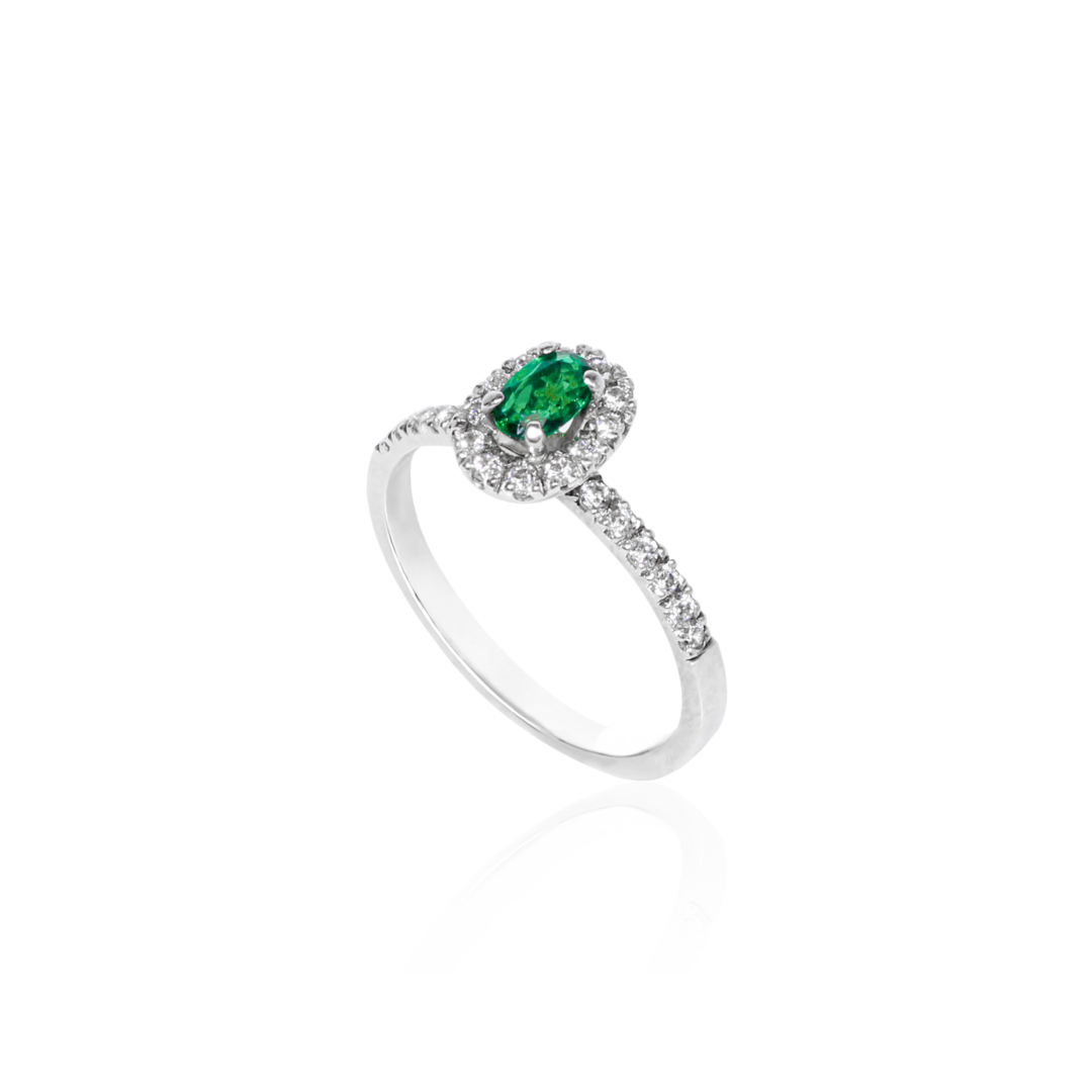 Diamond and Emerald engagement ring