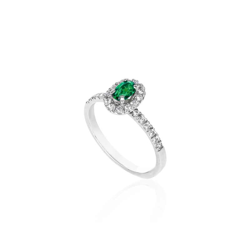 Diamond and Emerald engagement ring