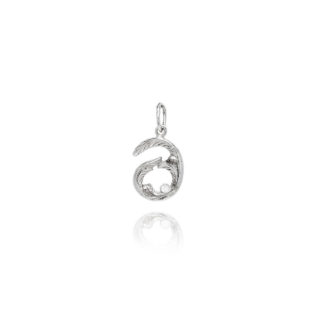 Silver pendant on a white background