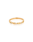 Gold ring with small diamonds on a white background