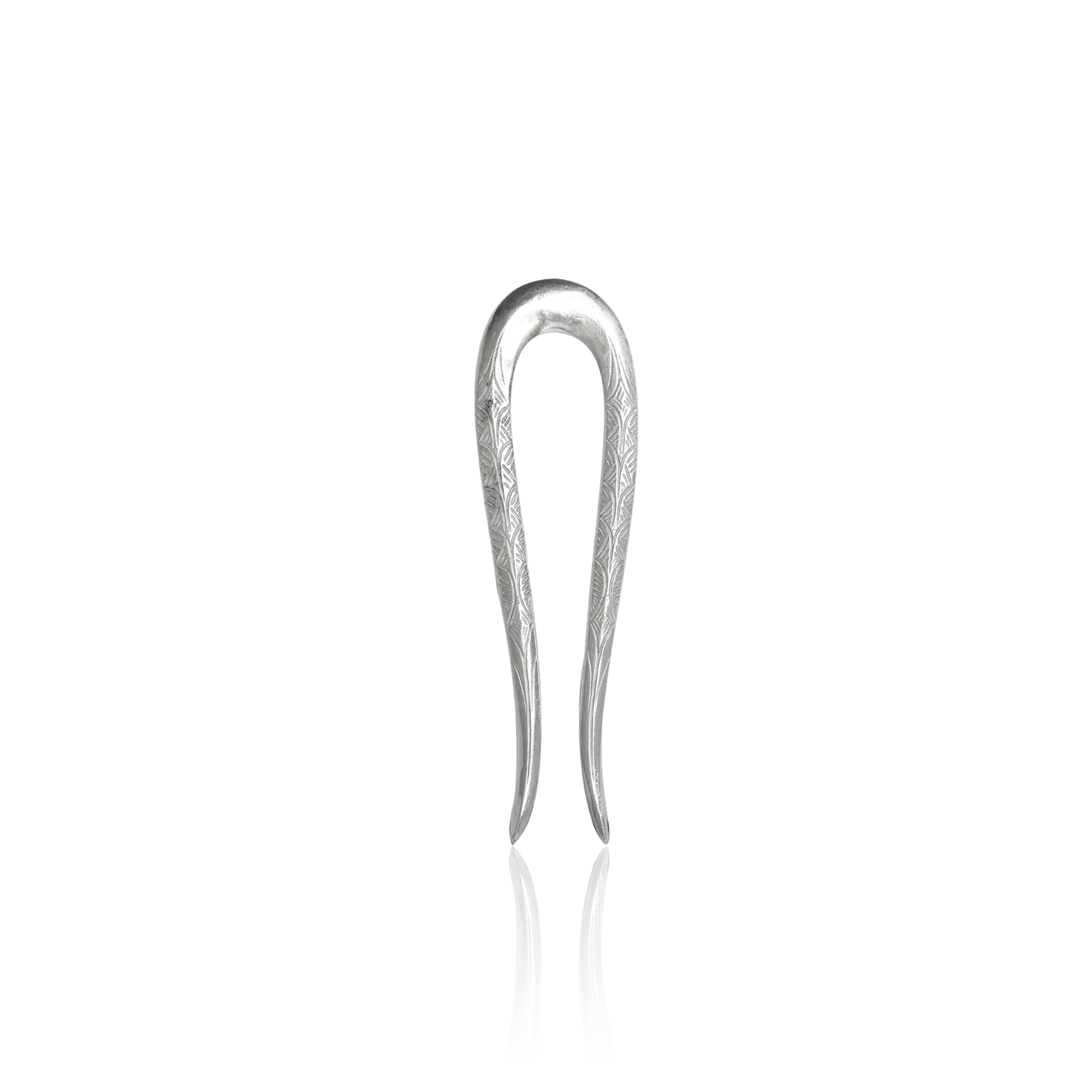 Silver hairpin on a white background