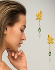 Gold & Emerald Earrings 'Leaves'