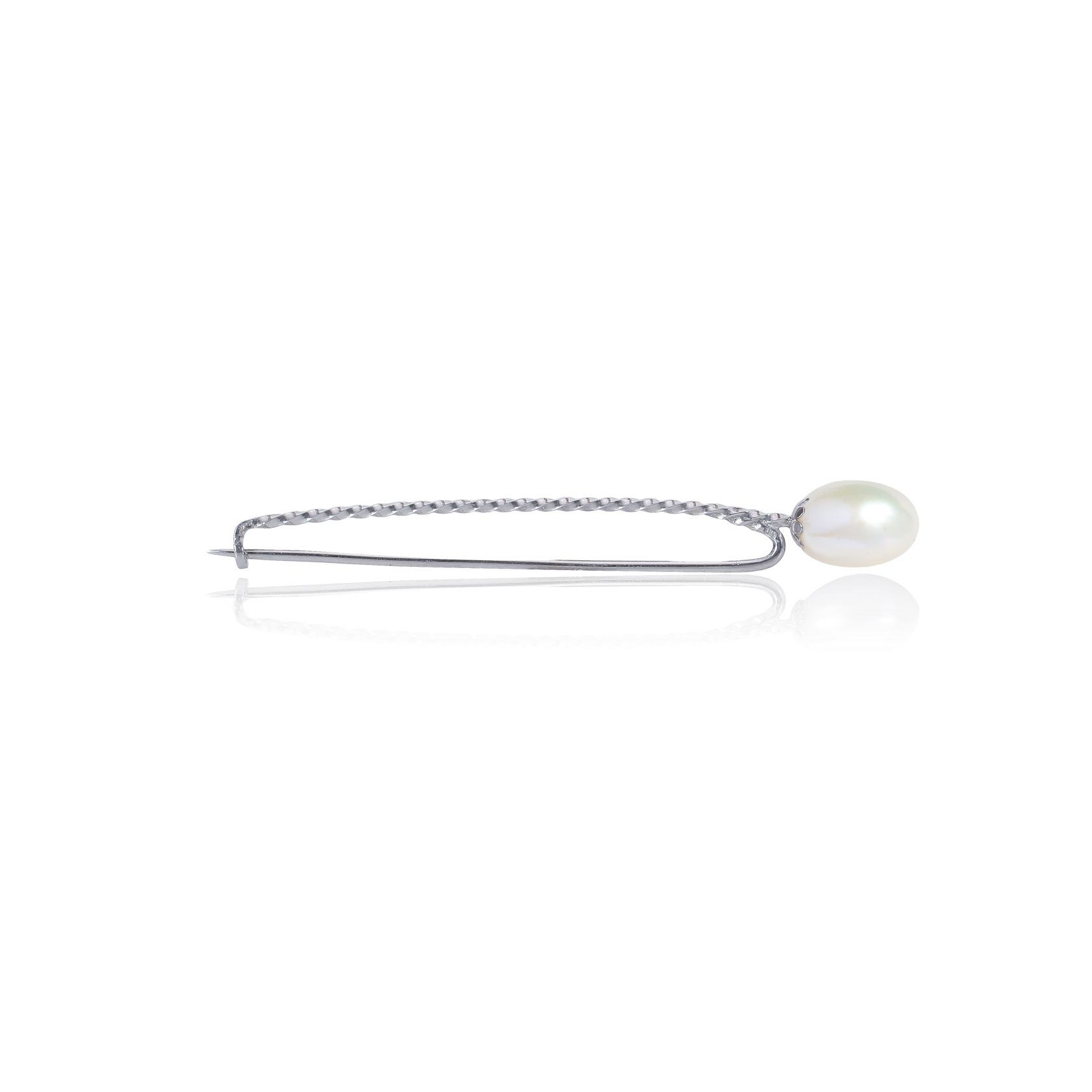 Pearl brooch on a white background