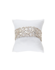 Sterling silver panel bracelet with intricate openwork detailing, flowing ornamental motifs, and handcrafted mythological-inspired design.
