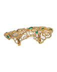 Marilisi handcrafted artisan gold emerald diamond armor ring fine jewelry luxury features tiger and leopard for jewelry collectors