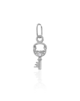 white gold and diamond pendant in the shape of a key