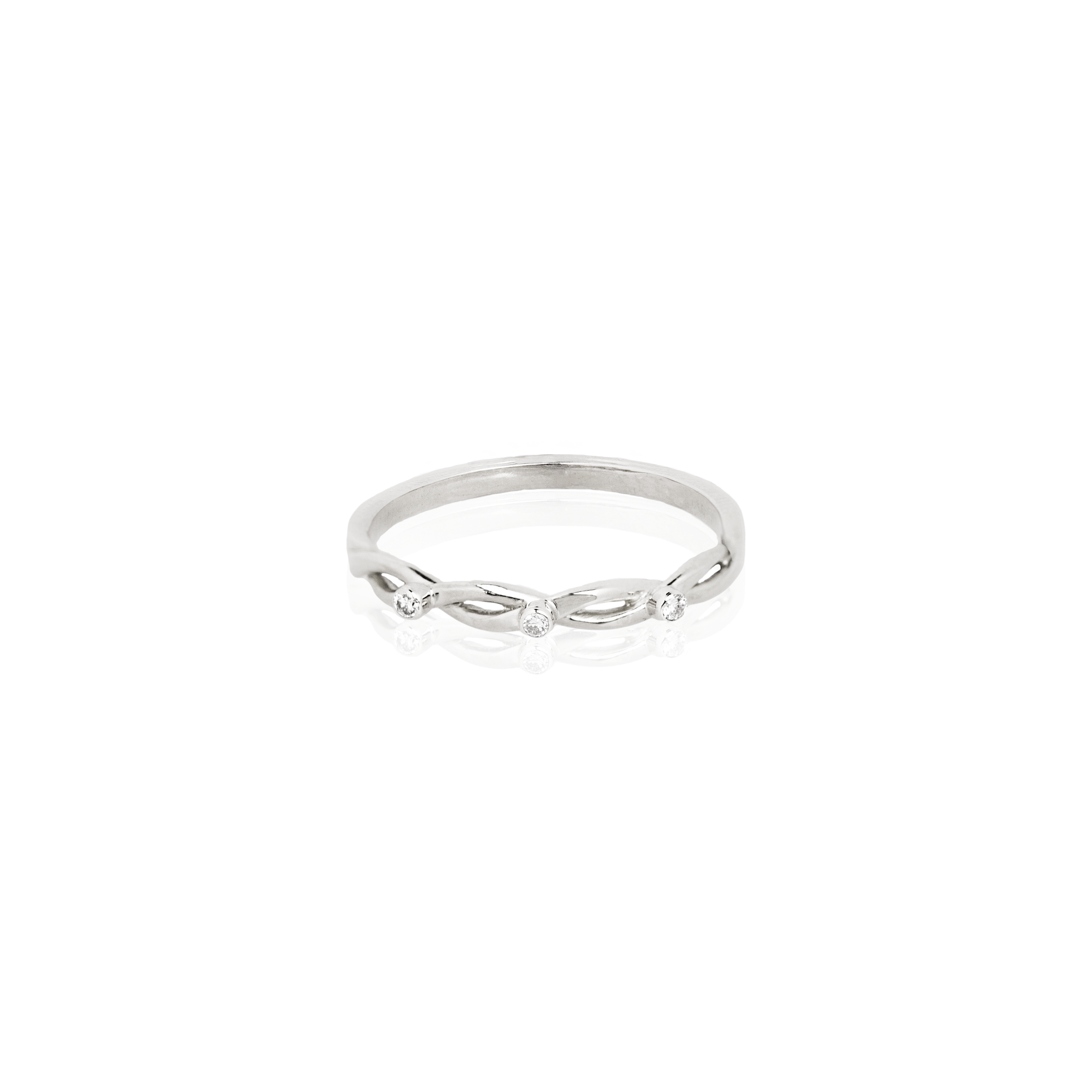 white gold ring on white background